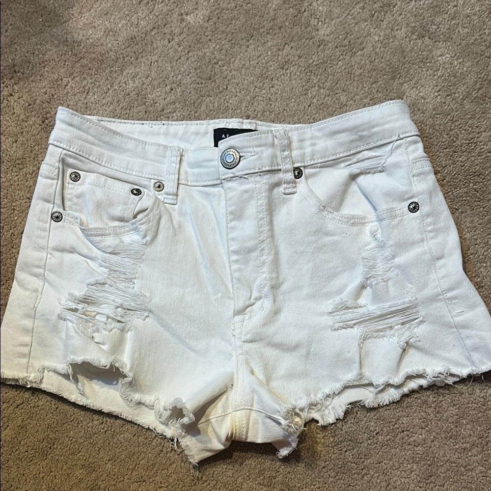Aeropostale White Jean Shorts Distressed Cut-Off Style